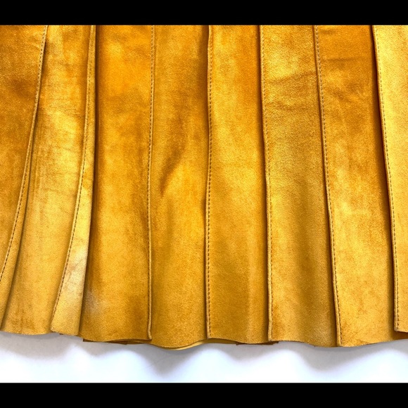 Prada Mustard Yellow Suede Mid Length Wrap Skirt - Picture 11 of 15